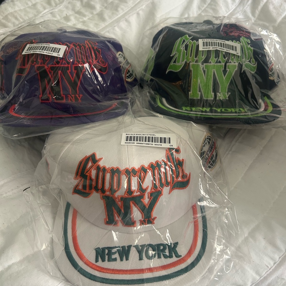 Supreme NY Hats - Purple, Black, White